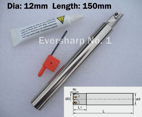 Lot 1pcs 1Flute Indexable End Mill Dia 12mm Length 150mm With 10pcs  inserts
