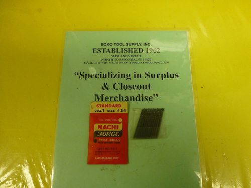 Screw machine drill #34 (.111&#034;) high speed 135 spl pt blox new nachi 12pcs $5.40 for sale