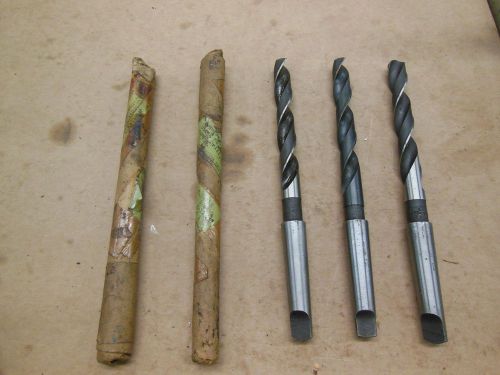 Lot of 5 19/32&#034; #2 Tapered Shank Drills *New Old Stock*