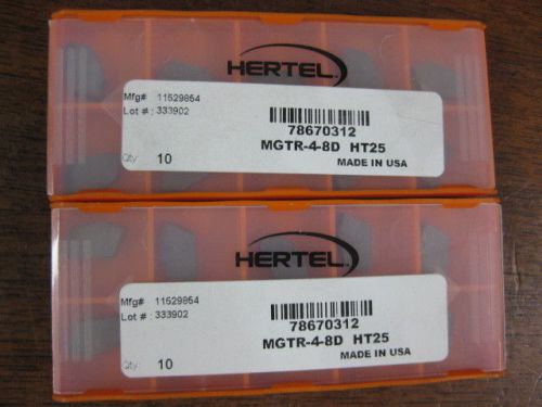 NEW Lot of 20 Hertel Grooving/Cut Off - Indexable Inserts MGTR-4-8D HT25