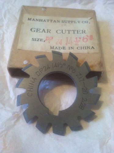 NEW INVOLUTE GEAR CUTTER #6 24DP 14.5PA 1&#034;bore CHINA UNUSED OLD STOCK