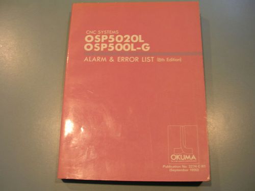 Okuma CNC Systems, OSP5020L,OSP500L-G  Alarm and Error List, 3274-E-R1