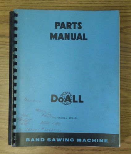 DoAll 2612-2H Vertical Band Saw Parts Manual Bandsaw