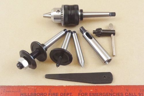New mt1 lathe tool set kit - jacobs 1/2&#034; chuck, work arbor, screw &amp; dead center for sale