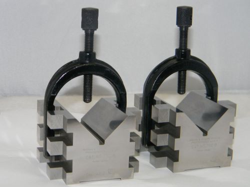 BROWN &amp; SHARPE MATCHED PAIR V-BLOCK HARDENED 750B,# 462, 2 Clamps