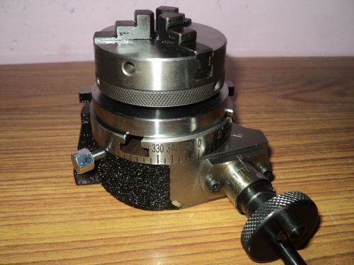 3&#034; horizontal &amp; vertical rotary table w/65 mm lathe chuck for milling machine for sale