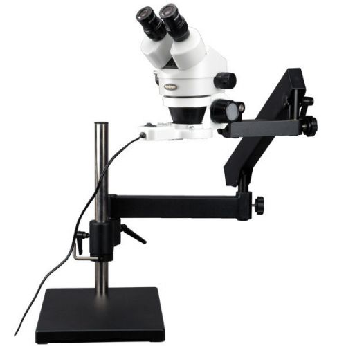 7X-45X Articulating Stand Zoom Microscope with Base Plate + Ring Light