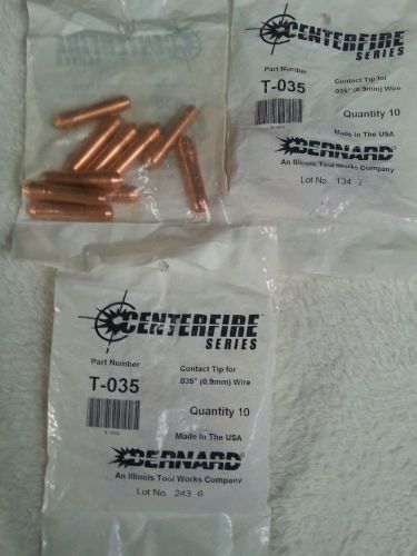 Bernard centerfire series t-035 .035&#034; contact mig tip 3 packages of 10 total 30 for sale