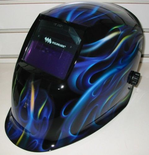 Weldmark variable shade auto-darkening welding helmet - blue flames  bf8vs9-13 for sale