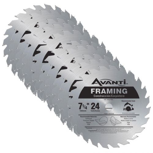 Avanti AO724A 7-1/4-inch 24T 5/8-inch Arbor Framing Circular Saw Blades, 10-Pack