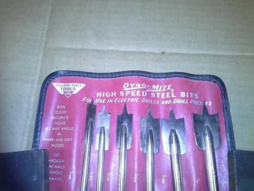 NEW OLDSTOCK,  6 Set # 8006, MILLERS FALLS HIGH SPEED STEEL BITS, with case,