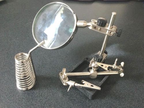 Dental Lab Magnifying Glass Cast Iron Base Clips 4 way Swivel Workbench