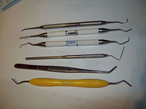 6 x assorted   dentist tools - dentsply ash  - scrapers - tweezers etc job lot for sale