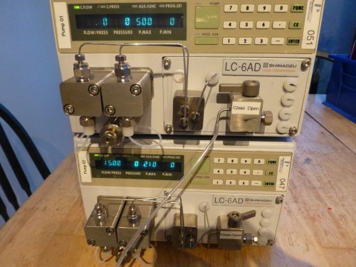 2 available SHIMADZU LC-6AD PARALLEL DOUBLE PLUNGER SOLVENT PUMP for HPLC