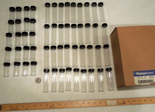 Fisherbrand, fisher scientific, vials, mixed lot 56 total glass vials with lids for sale