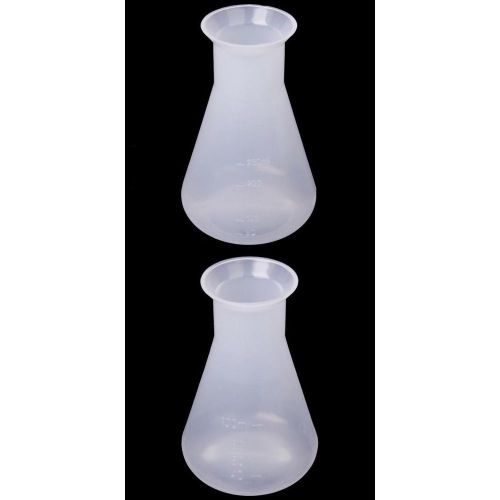 2x Plastic Chemical Conical Flask Container Bottle for Laboratory Test-100&amp;250ml
