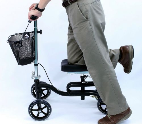 Steerable knee walker 2-in-1 leg walking exerciser foldable kw-100 black new for sale