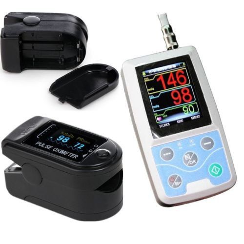 24h spo2 abpm50 ambulatory blood pressure monitor+3 free cuffs+ black rtr for sale