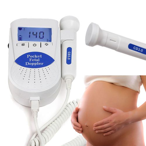LCD backlight Fetal doppler with 3Mhz Probe Speaker Earphone jack Gel Pregnancy