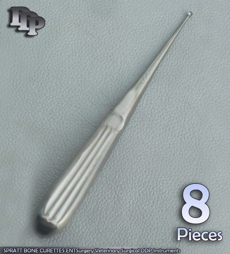 8 Pcs SPRATT BONE CURETTES 0000 ENTSurgery Veterinary Surgical DDP Instruments