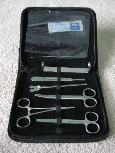 Doctor Surgeon EMT medical tool kit forceps scalpel scissors leather bag