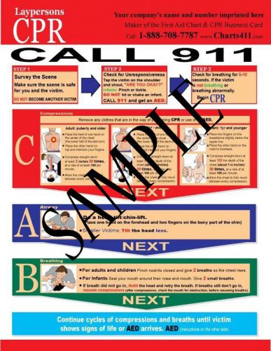 50 CPR Reference Charts for Layrescuers with Personalized Imprinting