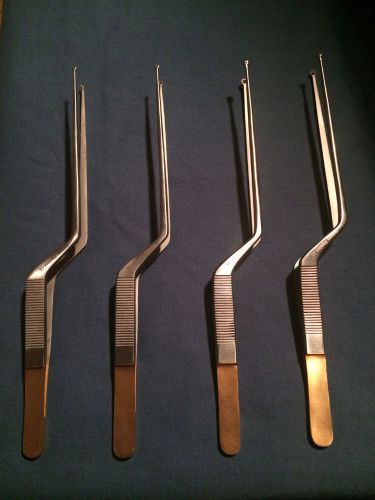 Yasargil Bayonet Curved Instruments- Tumor Grasping Forceps *4 Piece Set*