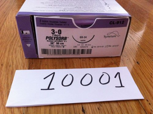 Syneture Polysorb Violet Braided Taper REF: CL-912 BOX of 36 SIZE: 3-0 EXP: 2015