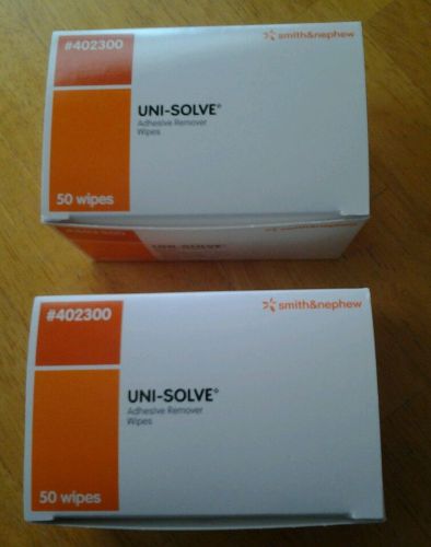 Smith &amp; Nephew 402300 Adhesive Remover UniSolve Wipe Box/50 - Lot of 2