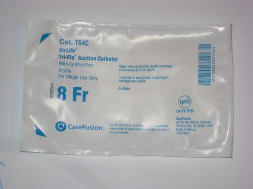 Airlife tri-flo single suction catheter kit 8 fr size w/ control port case of 50 for sale
