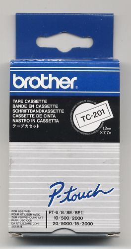 Brother P-Touch Tape 12mm Black/White 4128 TC201