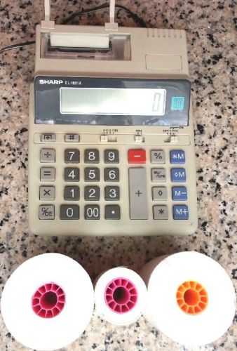 SHARP EL-1801A BASIC CALCULATOR - WITH 2 NEW PRINT ROLLS AND 1 USED