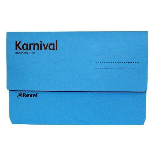 Rexel Karnival Document Foolscap Wallet Blue (25 Pack)