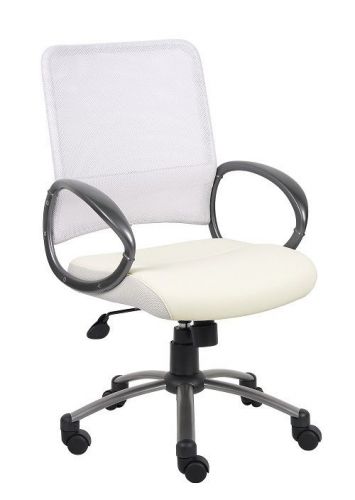 B6406 boss white mesh office/computer task chair with pewter finish for sale