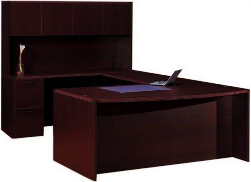 Cherryman  Amber Bowfront U-Shape Executive Office Desk with Hutch &amp; 1 Pedestals