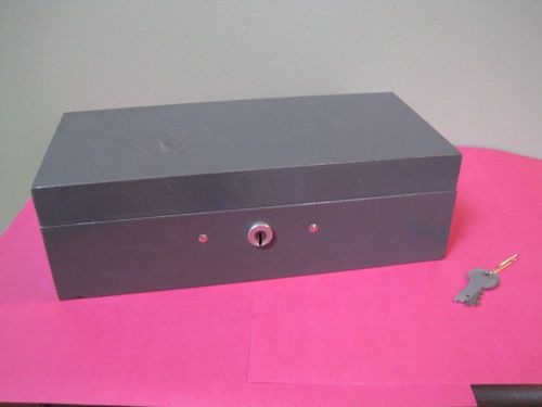 Vintage Cole Steel Equipment Gray Metal Locking Box w/2 Keys - 10&#034; x 4 3/4&#034;