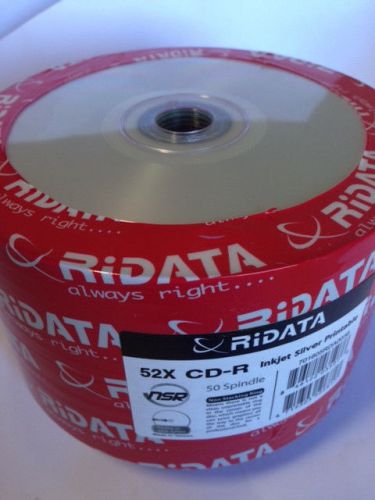 500 Ritek Ridata 52x CD-R Silver Inkjet Hub Printable Blank Recordable CD Media