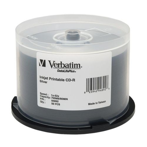 Verbatim datalifeplus 94892 cd recordable - cd-r - 52x - 700 mb - 50 pack for sale