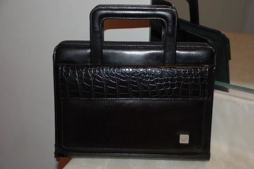 Franklin Covey Black Leather Monthly/Weekly 7 Ring Organizer Portfolio Briefcase