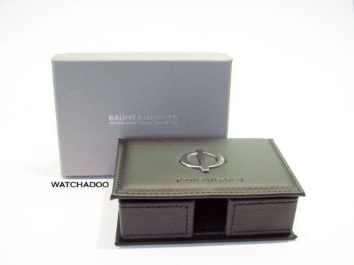 Baume &amp; mercier watch black leather desk memo note &amp; business card holder (wpri) for sale