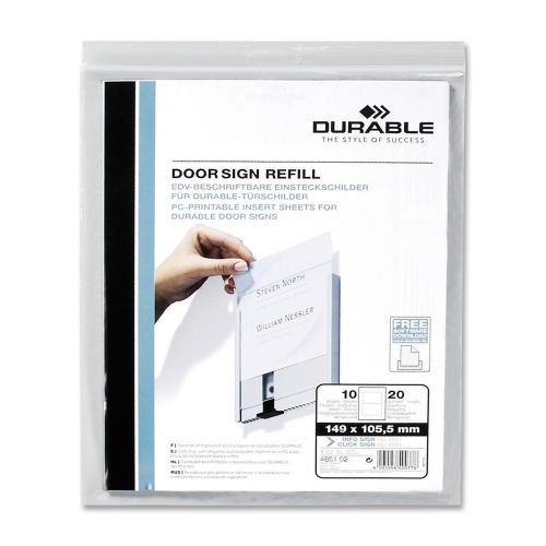 Durable Replacement Paper Insert - No - 20 / Pack - White