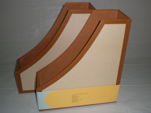 2 NEW Christopher Lowell Collection Magazine File Holder, Tan / Light Brown