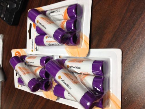 Lot of 3 pack OfficeMax Permanent Disappearing Purple Glue Sticks, 4/pk