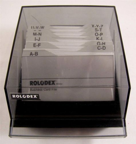 Rolodex covered business card file holder clamshell cbc-100 sleeves black unused for sale