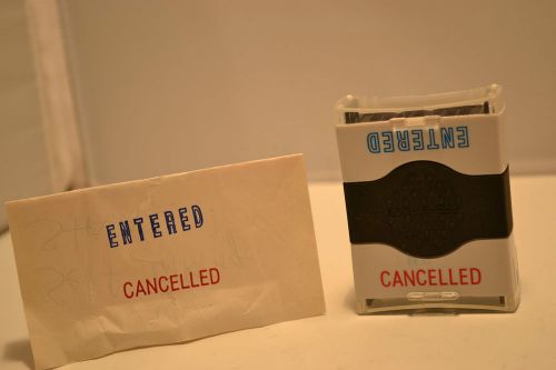 Entered &amp; Cancelled Dual Self Inking Office Stamp, HARD to FIND! *FREE SHIPPING*