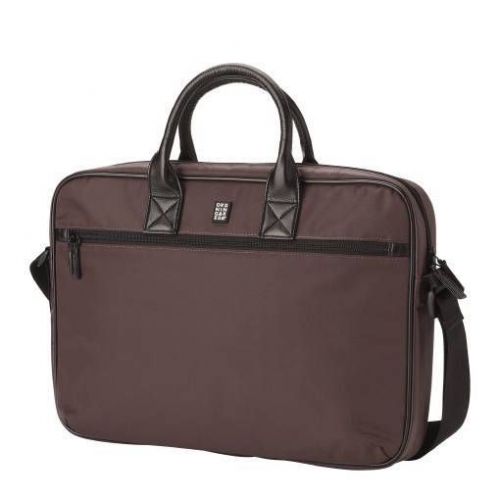 Briefcase deluxe *new* nylon twill &amp; leather padded laptop computer shoulderbag for sale