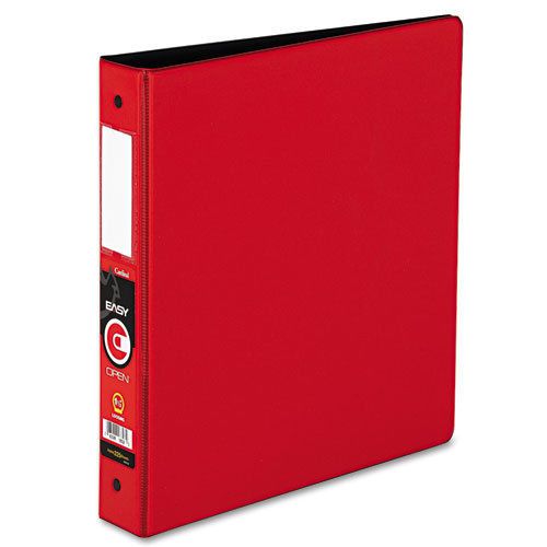 Easy open locking round ring binder, 1-1/2&#034;, w/label holder, red for sale