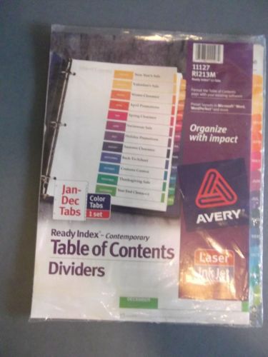 Avery 11127 Table of Contents Monthly Dividers.  NIP