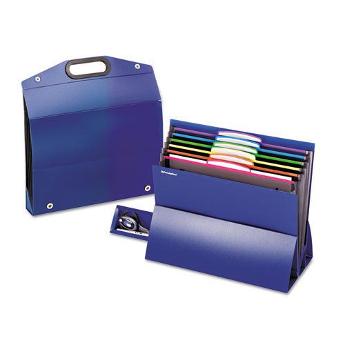 On the go desktop stadium style file, six pockets, poly, letter, blue for sale