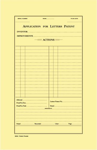 Item 9204 Patent Folder, Jute with Printed Form, sold individually 10&#034;x15-1/8&#034;